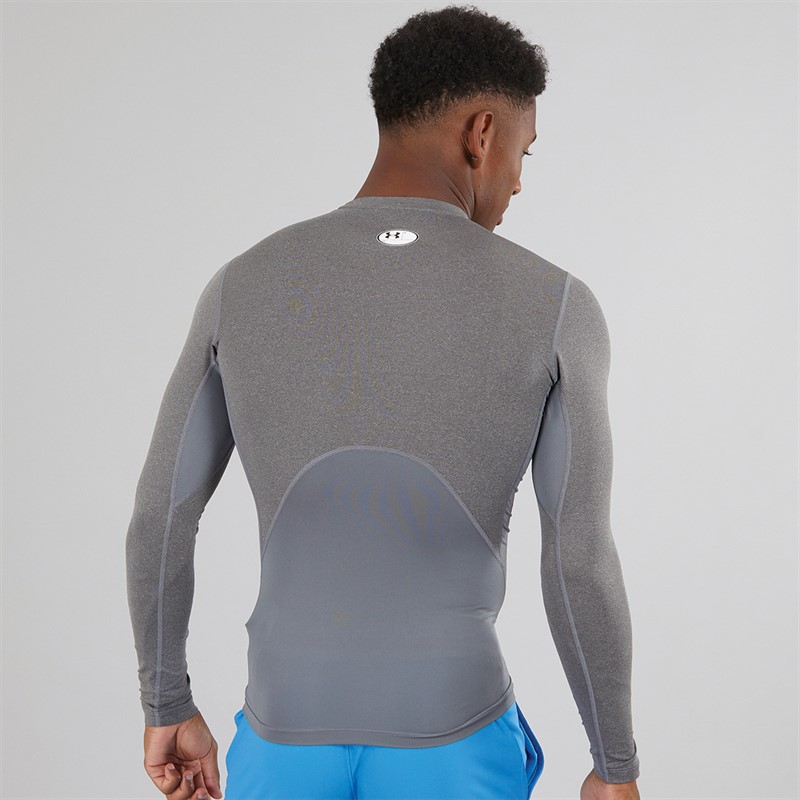 Mens UA HG Heat Gear Armour Compression Long Sleeve Top Carbon Heather/Black 2 Mens UA HG Heat Gear Armour Compression Long Sleeve Top Carbon Heather/Black