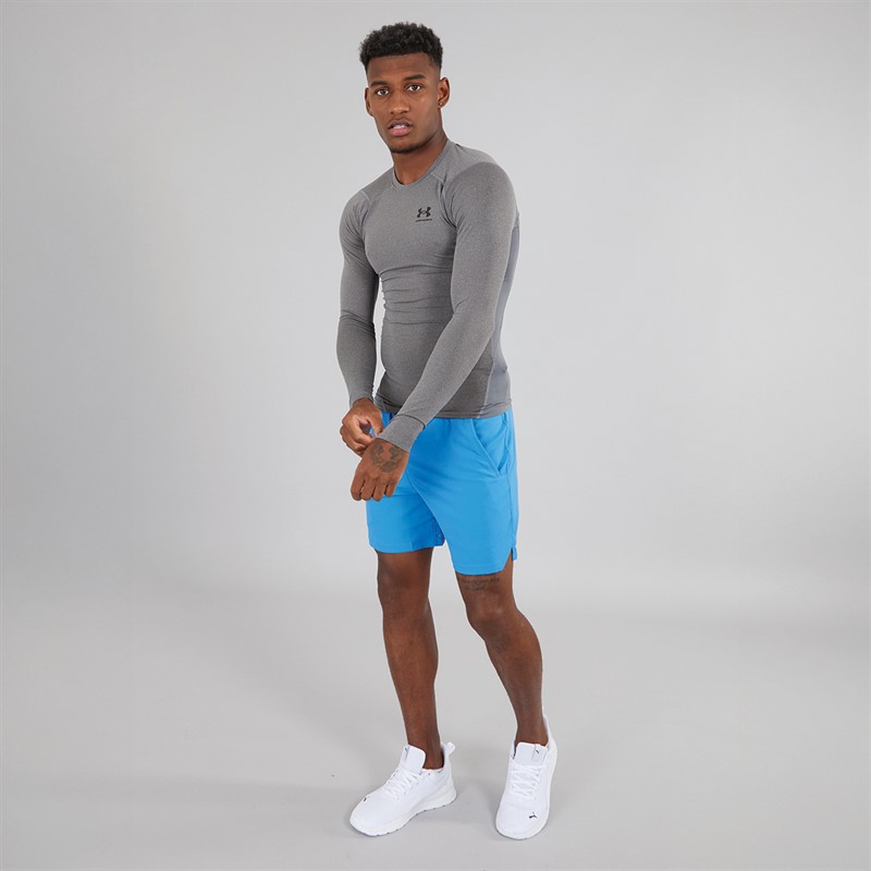 Mens UA HG Heat Gear Armour Compression Long Sleeve Top Carbon Heather/Black 4 Mens UA HG Heat Gear Armour Compression Long Sleeve Top Carbon Heather/Black