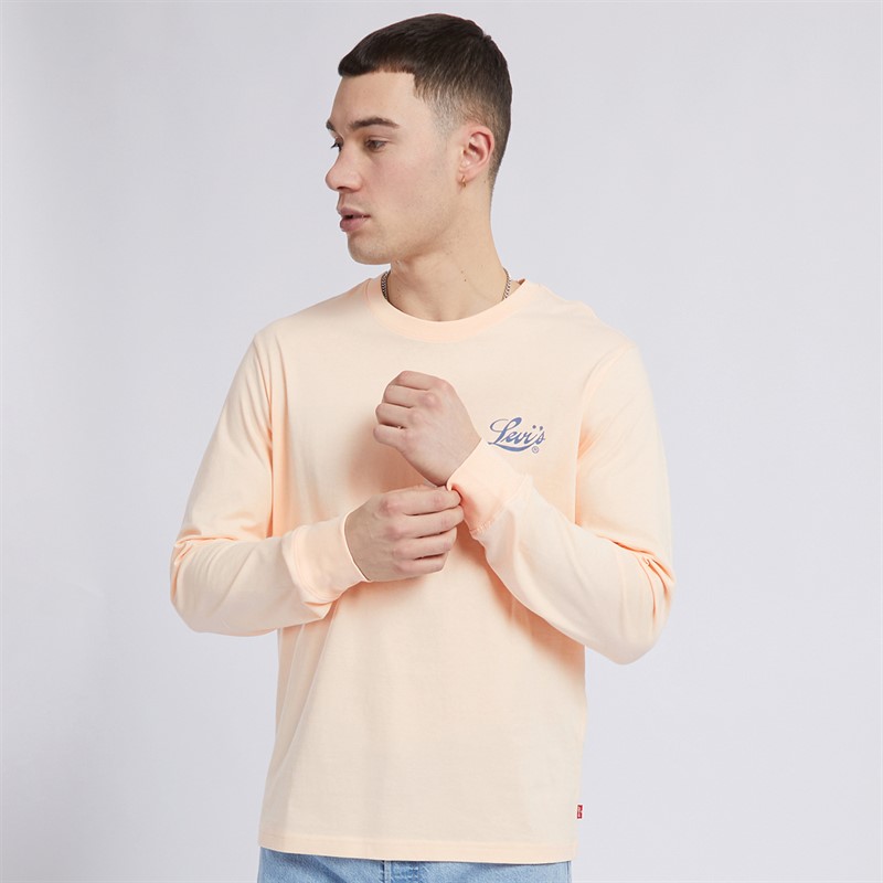 Mens Relaxed Fit Long Sleeve Top LC Back Palm Scene Pale Peach 1 Mens Relaxed Fit Long Sleeve Top LC Back Palm Scene Pale Peach