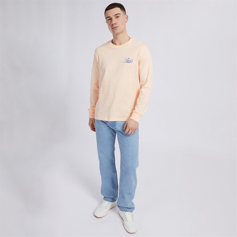Mens Relaxed Fit Long Sleeve Top LC Back Palm Scene Pale Peach 4 Mens Relaxed Fit Long Sleeve Top LC Back Palm Scene Pale Peach