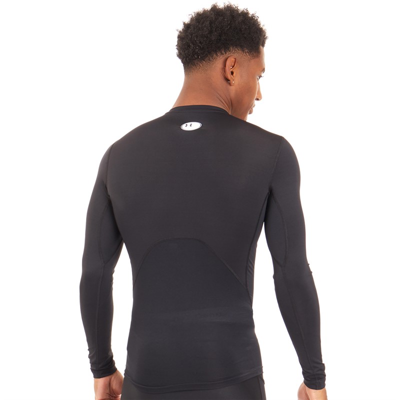 Mens UA HG Heat Gear Armour Compression Long Sleeve Black/White 2 Mens UA HG Heat Gear Armour Compression Long Sleeve Black/White