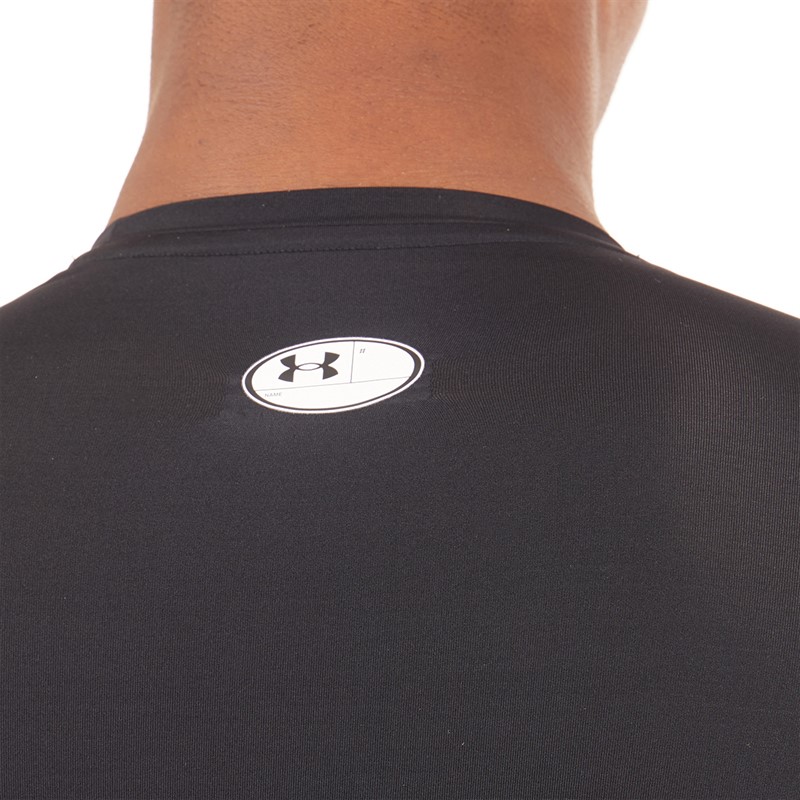 Mens UA HG Heat Gear Armour Compression Long Sleeve Black/White 3 Mens UA HG Heat Gear Armour Compression Long Sleeve Black/White