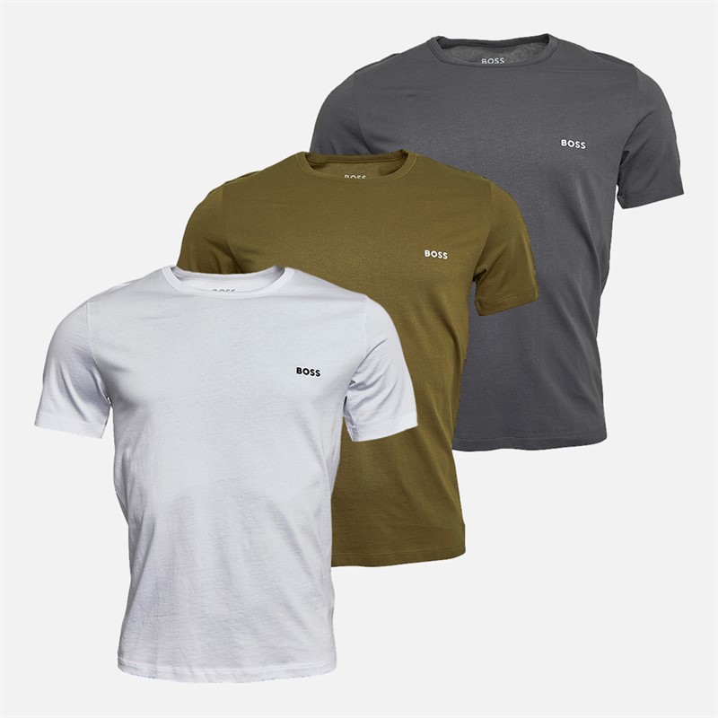 Mens Three Pack T-Shirts White/Grey/Khaki