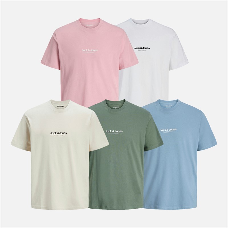 Mens Vesterbro Five Pack T-Shirts White/Pink Nectar/Moonbeam/Laurel Wreath/Mountain Spring