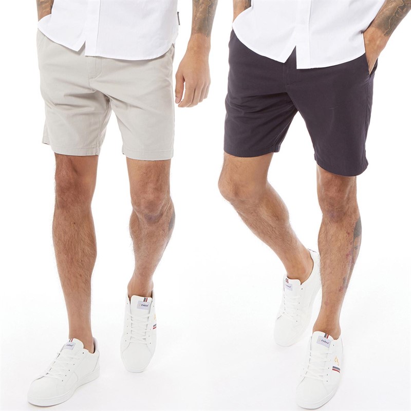 Mens Chino Two Pack Shorts Multi 1 - Marine/Stone