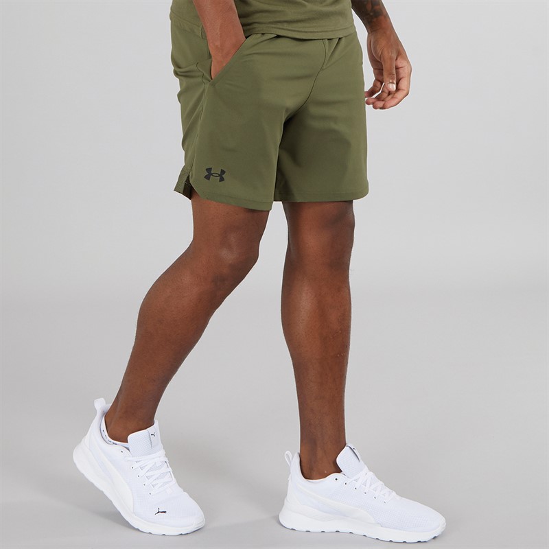 Mens UA Vanish Woven 6 Inch Shorts Marine OD Green/Black