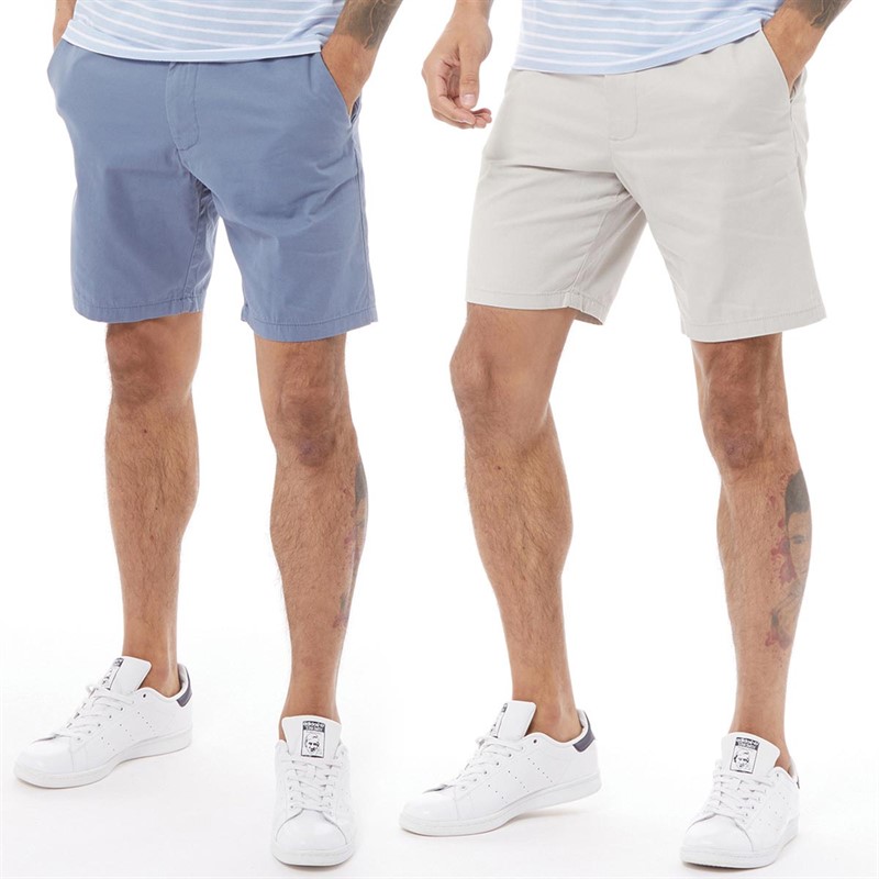 Mens Chino Two Pack Shorts Multi 5 - Light Grey/Light Blue