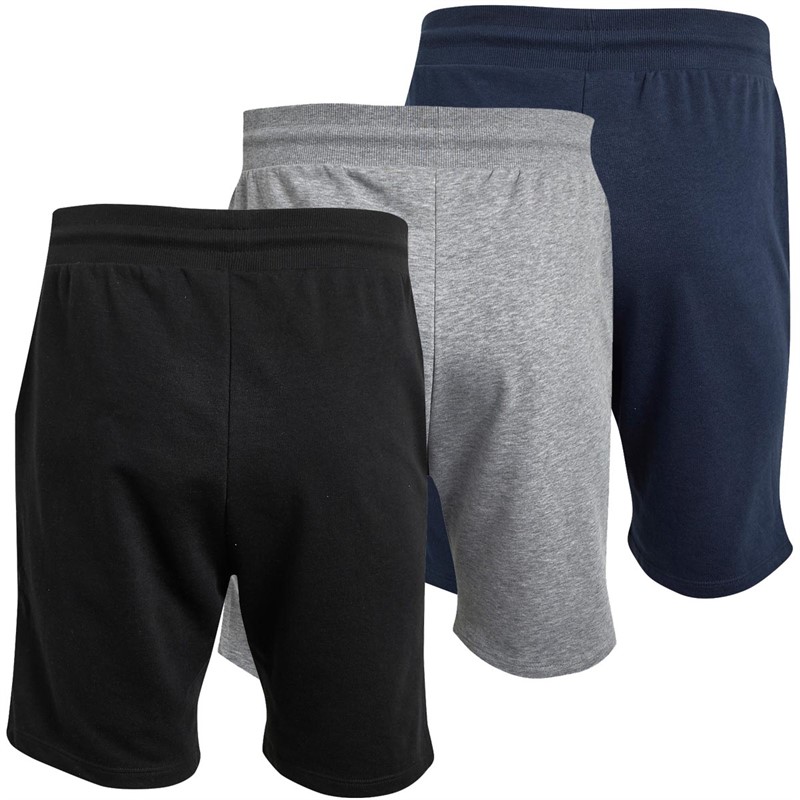 Mens Heat Three Pack Shorts Black/Light Grey Marl/Navy 2 Mens Heat Three Pack Shorts Black/Light Grey Marl/Navy