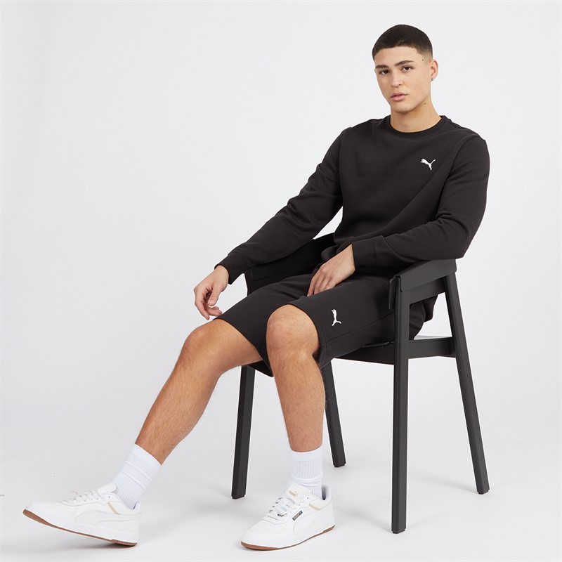 Mens Essentials Small Logo Fleece Shorts Black 3 Mens Essentials Small Logo Fleece Shorts Black
