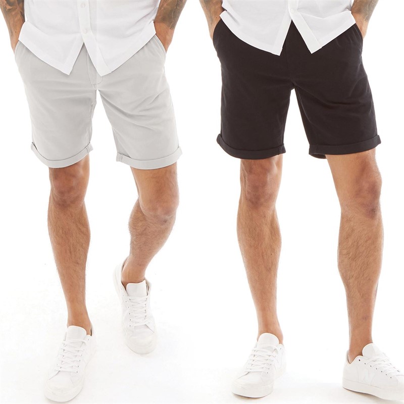 Mens Dave Two Pack Chino Shorts High Rise/Black 1 Mens Dave Two Pack Chino Shorts High Rise/Black