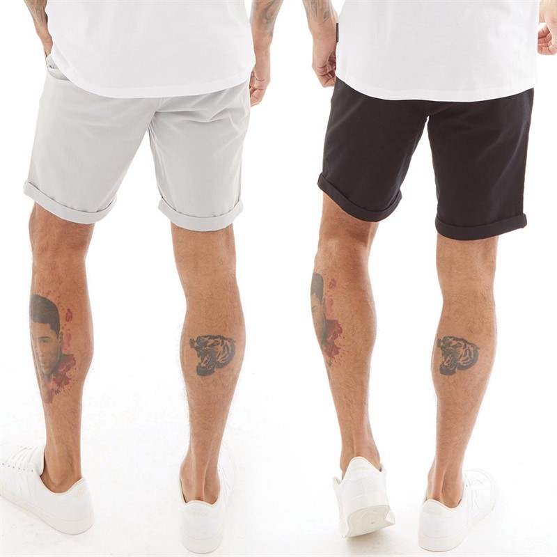 Mens Dave Two Pack Chino Shorts High Rise/Black 2 Mens Dave Two Pack Chino Shorts High Rise/Black