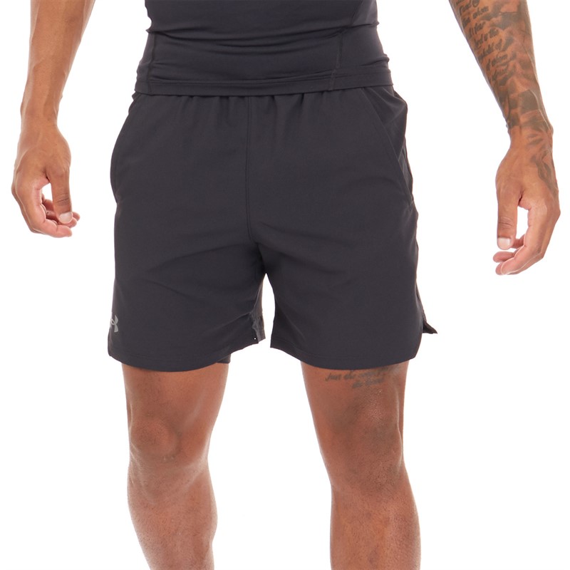 Mens UA Vanish Woven 6 Inch Shorts Black/Pitch Grey