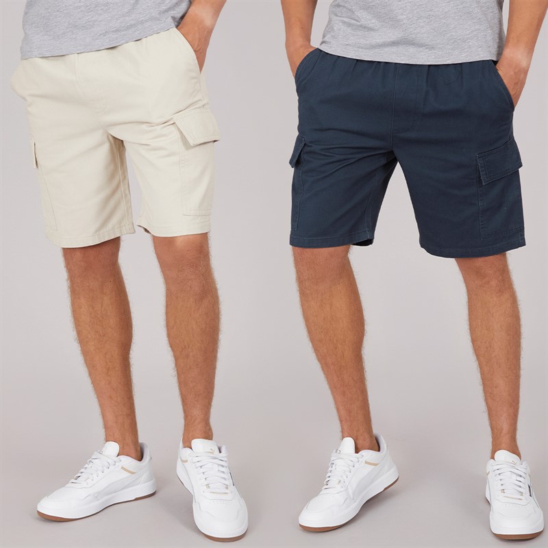 Mens Kathos Two Pack Cargo Shorts Navy/Stone 1 Mens Kathos Two Pack Cargo Shorts Navy/Stone