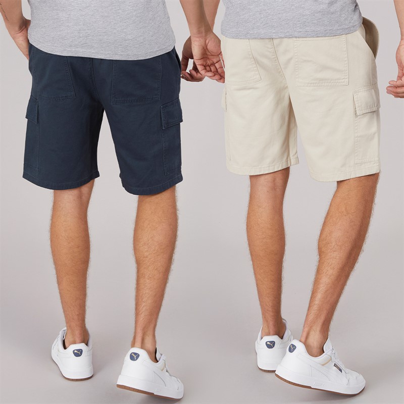 Mens Kathos Two Pack Cargo Shorts Navy/Stone 2 Mens Kathos Two Pack Cargo Shorts Navy/Stone