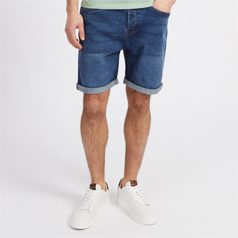 Mens Denim Shorts Mid Wash