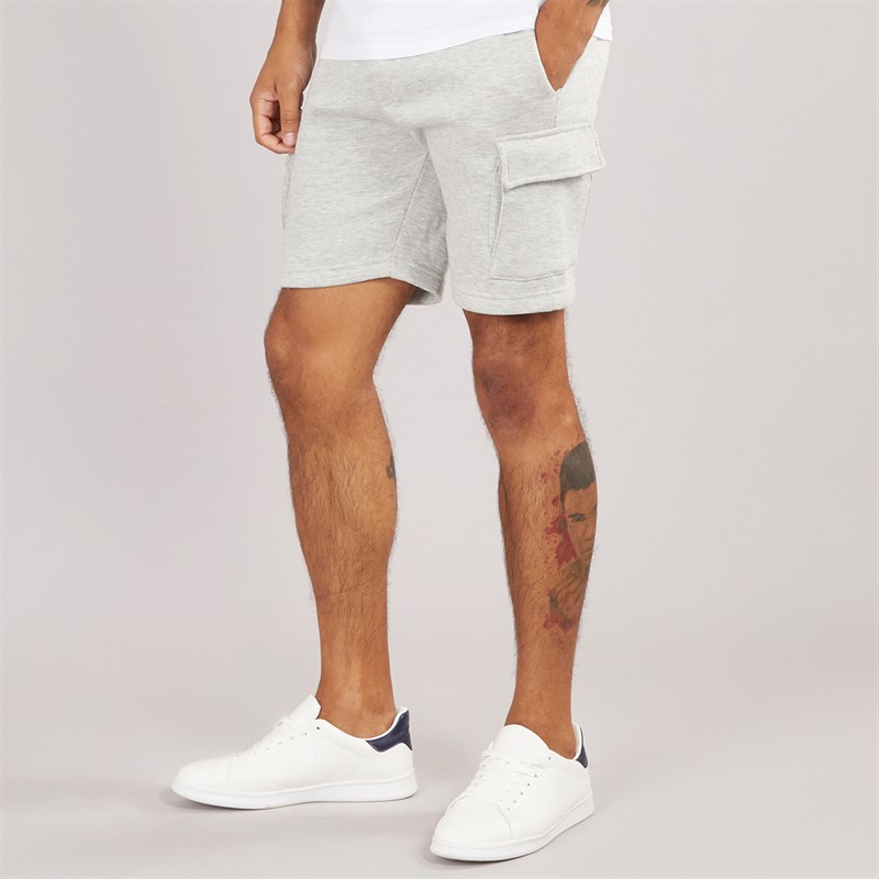 Mens Jersey Cargo Shorts Light Grey Mel
