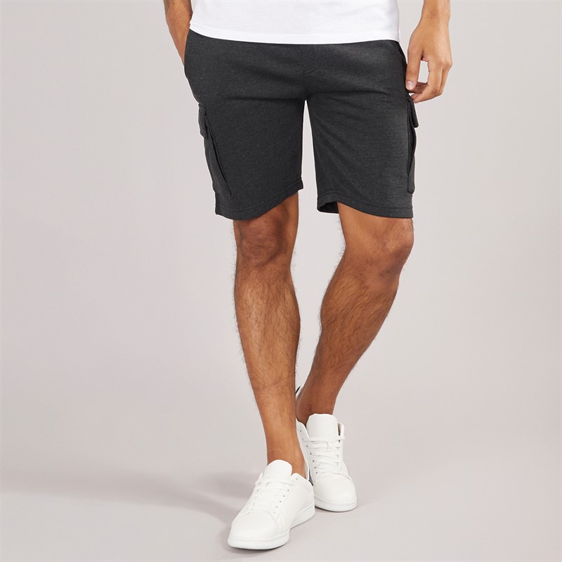 Mens Jersey Cargo Shorts Charcoal Mel