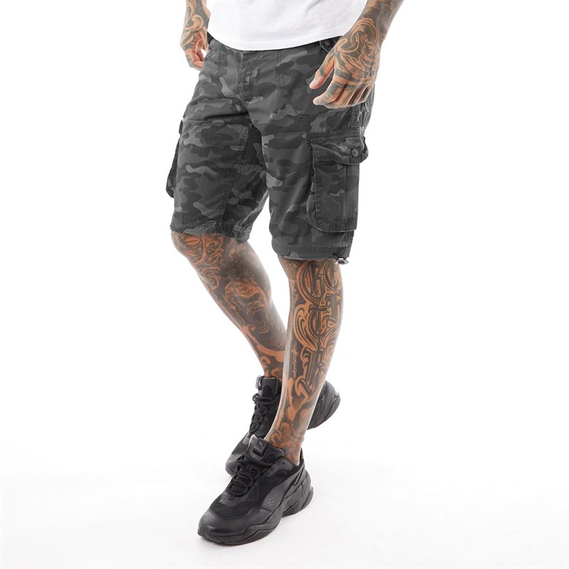 Mens George Camo Cargo Shorts Grey Camo