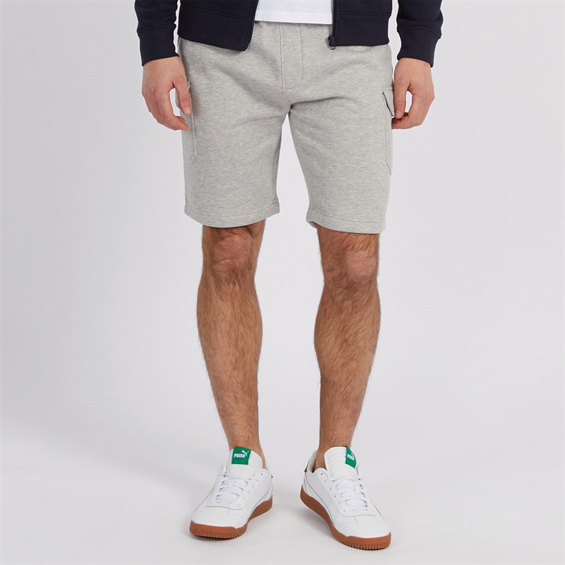 Mens Fleece Cargo Shorts Grey Marl