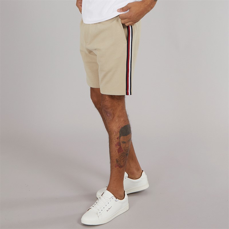 Mens Global Stripe Sweat Shorts Sandalwood