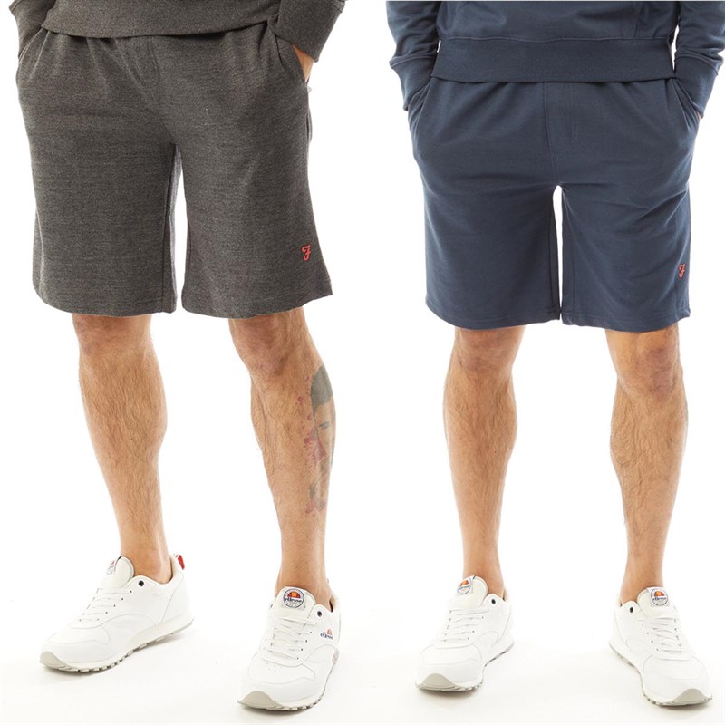 FARAH Mens Cromar Two Pack Sweat Shorts Navy/Charcoal