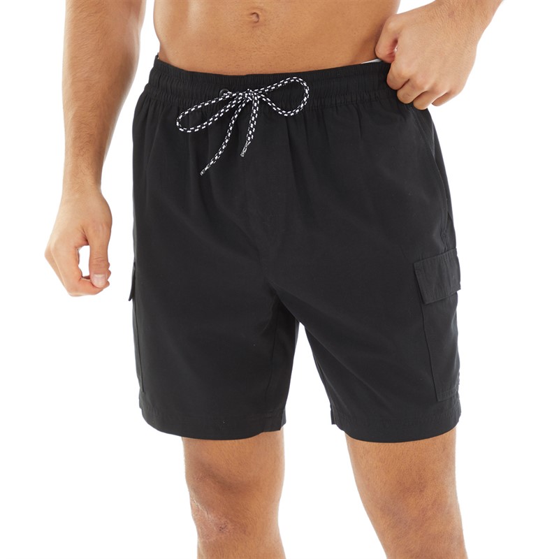Mens Cargo Swim Shorts Black