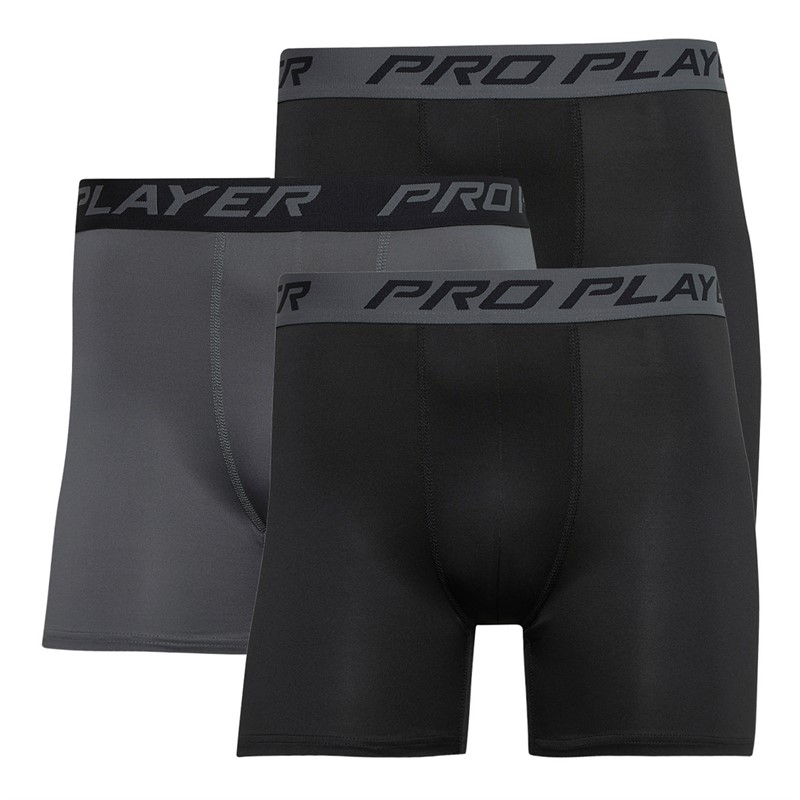 Mens Performance Three Pack Boxers Black/Grey