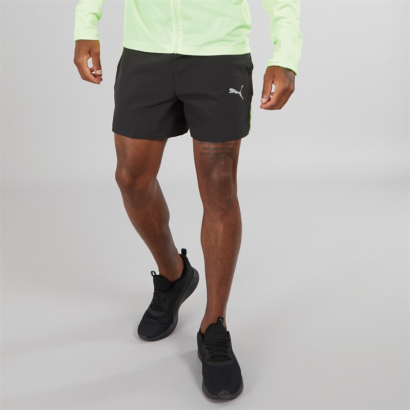Mens Fit 5 Inch Stretch Speed Brights Training Shorts Black/Apple