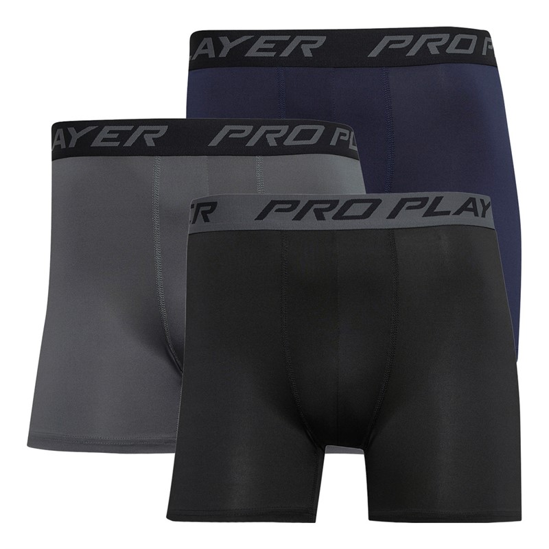 Mens Performance Three Pack Boxers Black/Navy/Grey