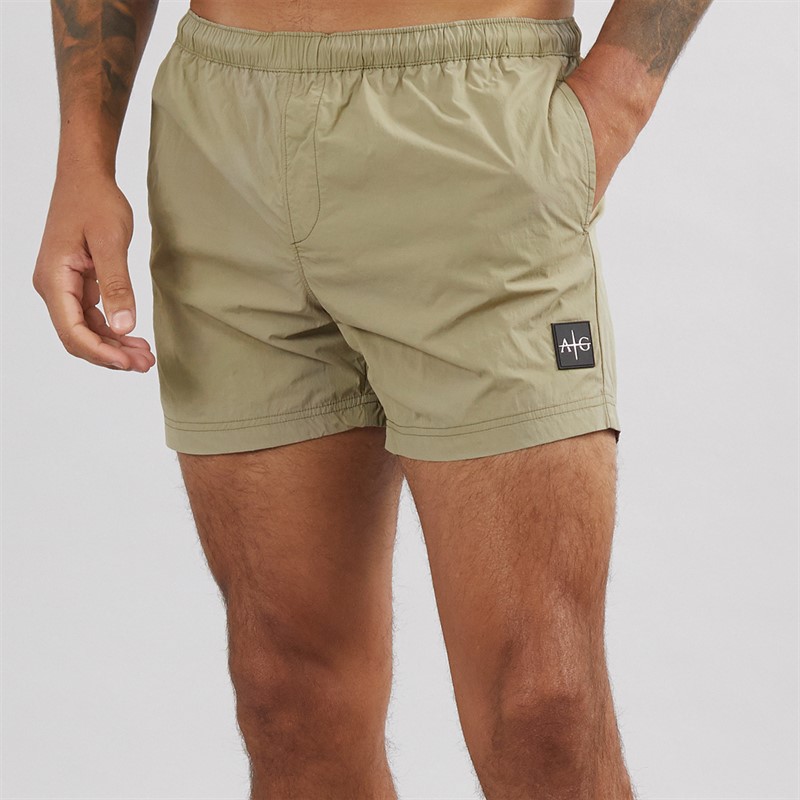Mens Farris Crinkle Swim Shorts Green