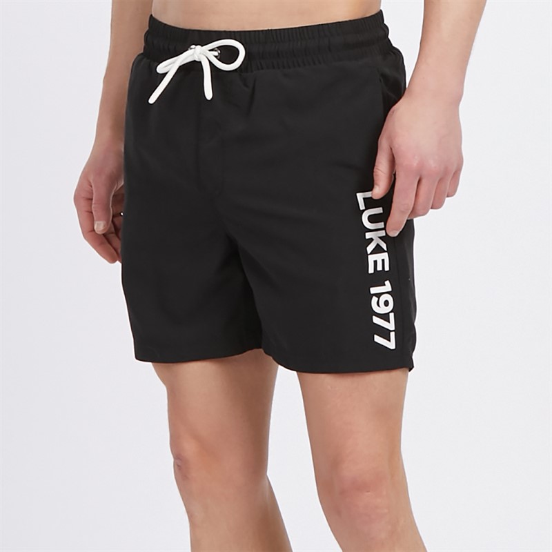 Mens Side On Swim Shorts Black/White