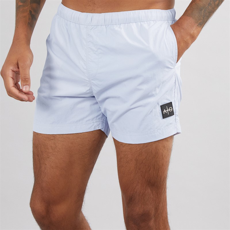Mens Farris Crinkle Swim Shorts Silver Blue