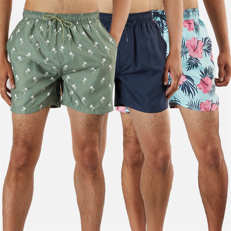 Mens Three Pack Tropical Swim Shorts Multi