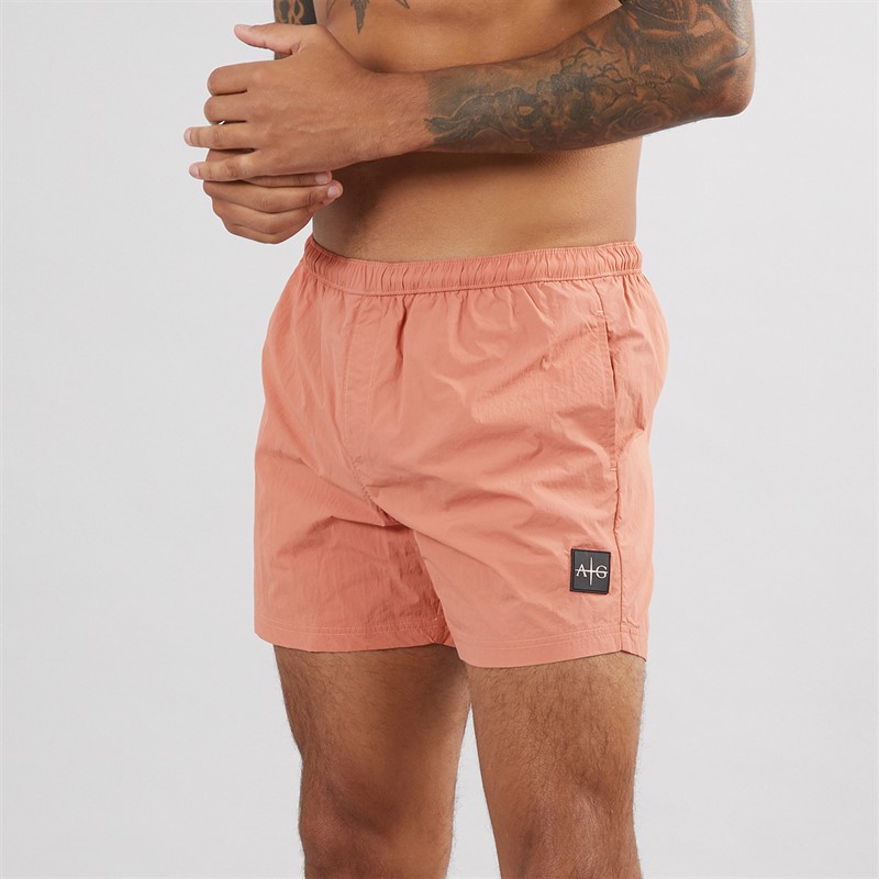 Mens Farris Crinkle Swim Shorts Burnt Orange