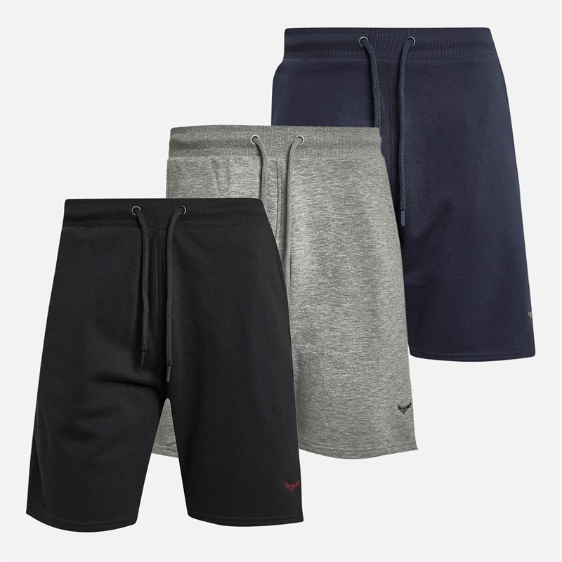 Mens Apricot Three Pack Shorts Black/Navy/Grey Marl