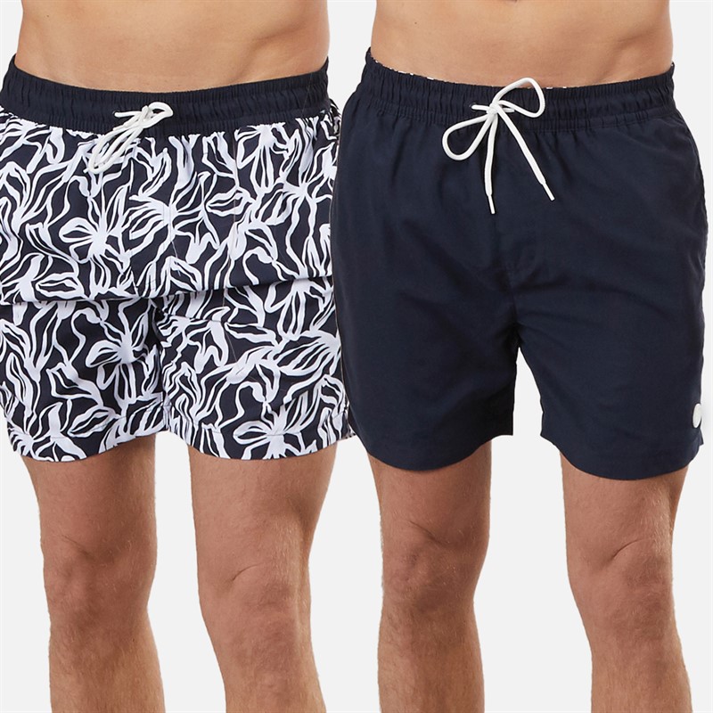 Mens Two Pack Deluxe Swim Shorts Navy/Navy AOP