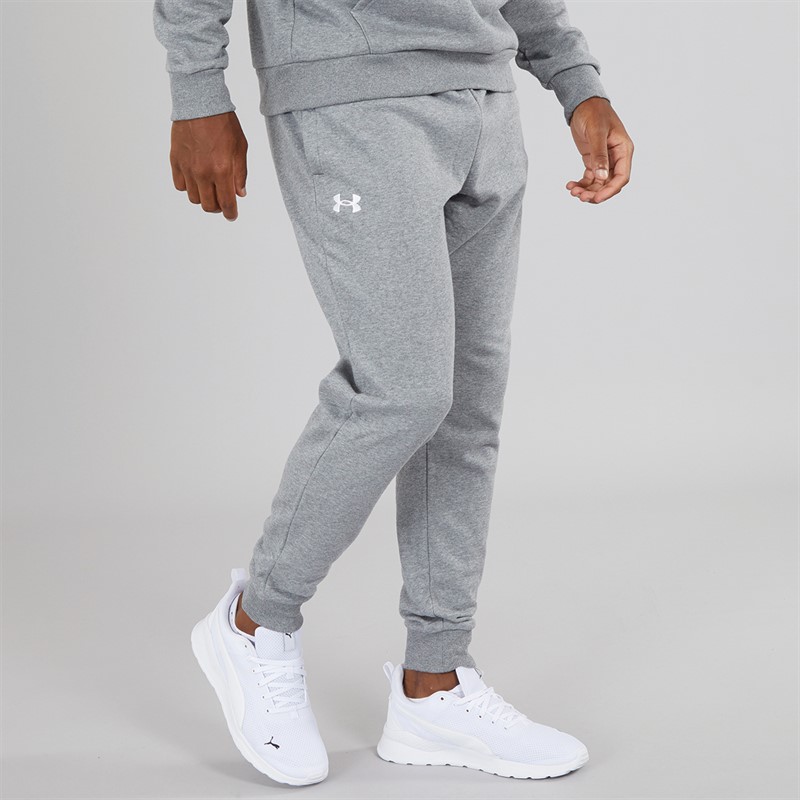 Mens UA Rival Fleece Joggers Castlerock Light Heather/White