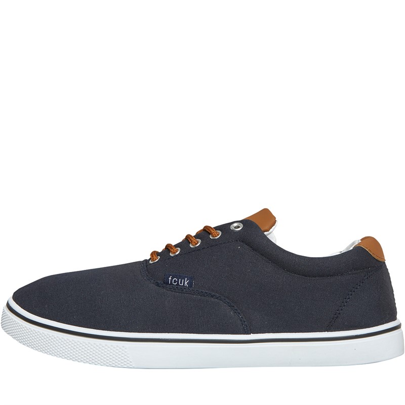 Mens FCUK Deck Canvas Pumps Navy 1 Mens FCUK Deck Canvas Pumps Navy