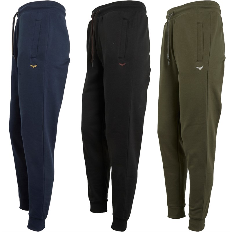 Mens Three Pack Trifoliate Joggers Black/Navy/Khaki