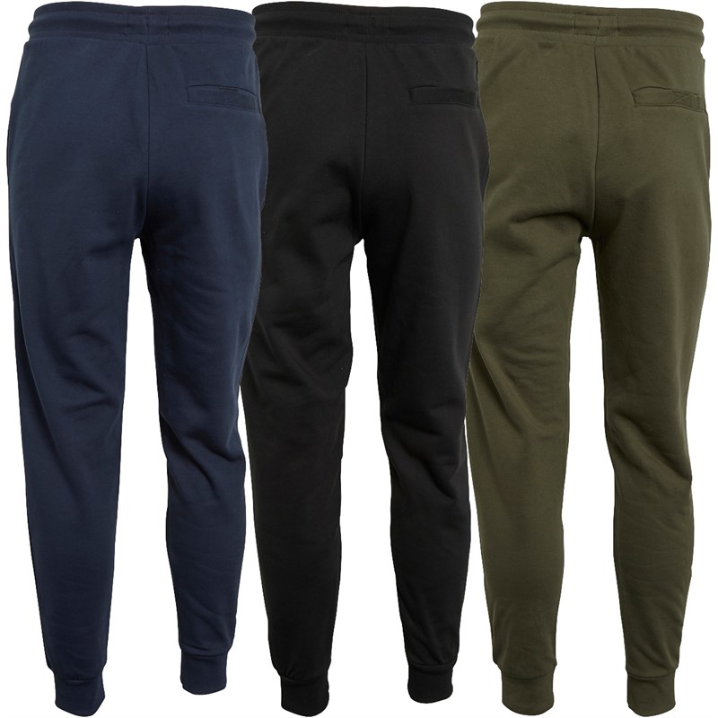 Mens Three Pack Trifoliate Joggers Black/Navy/Khaki 2 Mens Three Pack Trifoliate Joggers Black/Navy/Khaki