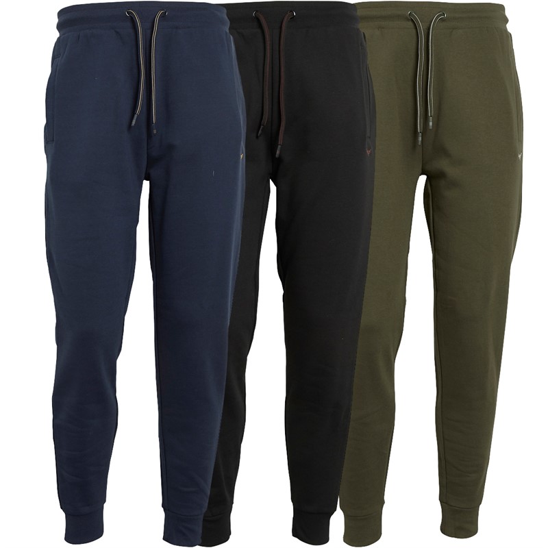 Mens Three Pack Trifoliate Joggers Black/Navy/Khaki 3 Mens Three Pack Trifoliate Joggers Black/Navy/Khaki