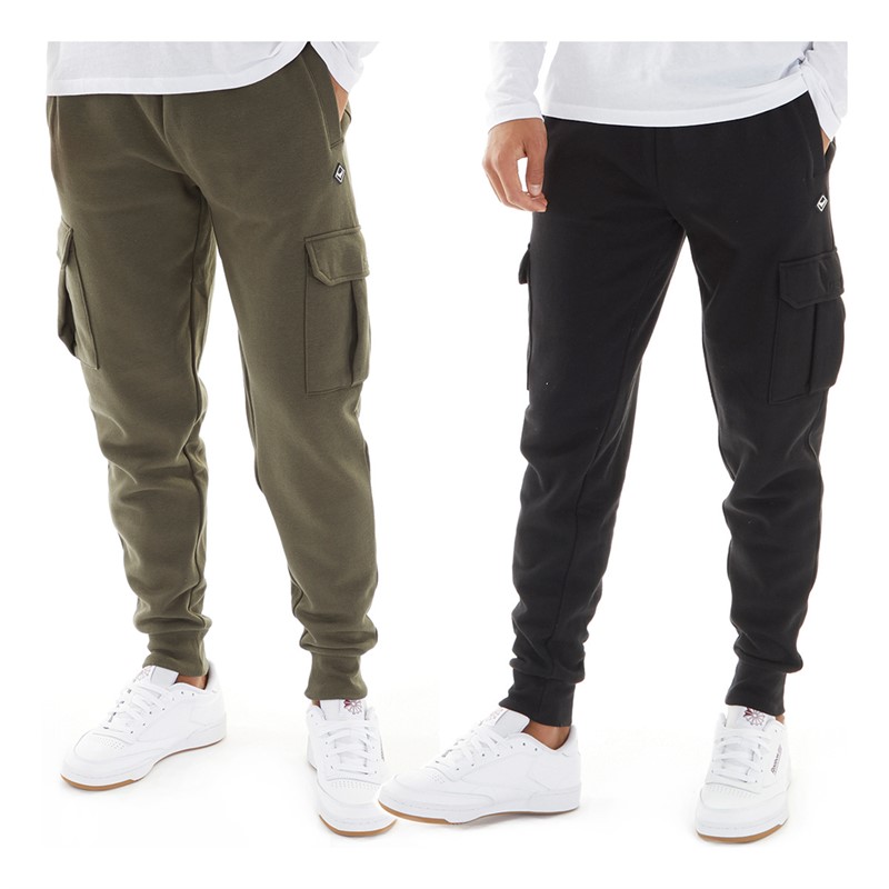 Mens Two Pack Stefan Cargo Joggers Black/Khaki