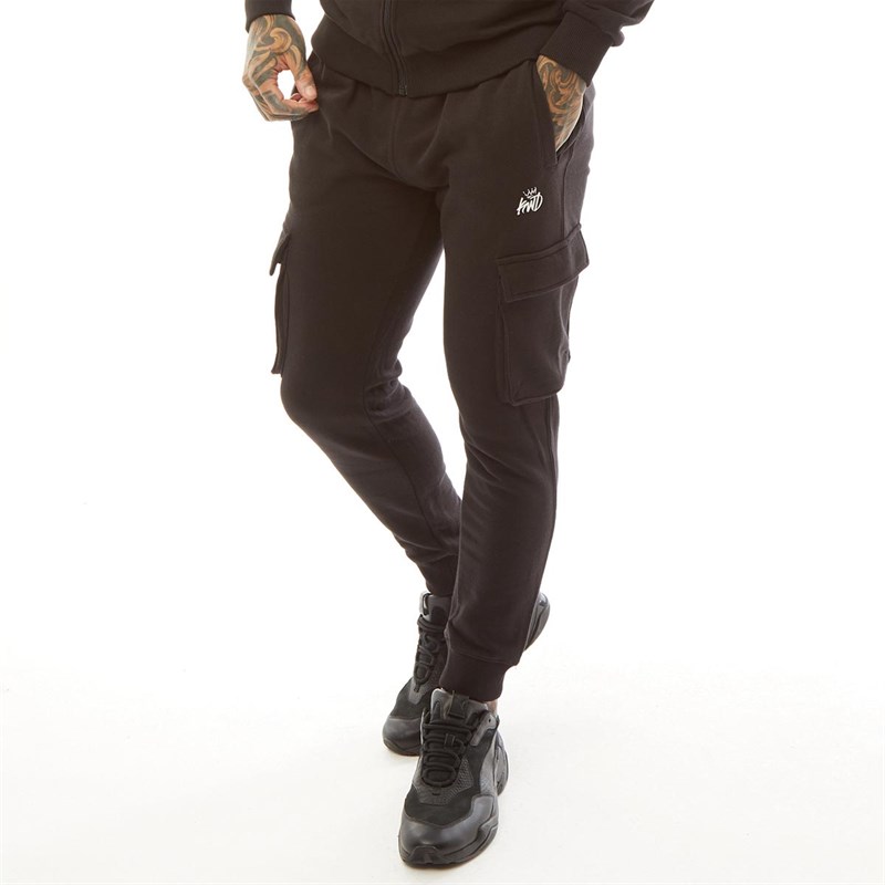 Mens Crosby Fleece Cargo 2.0 Joggers Jet Black/White