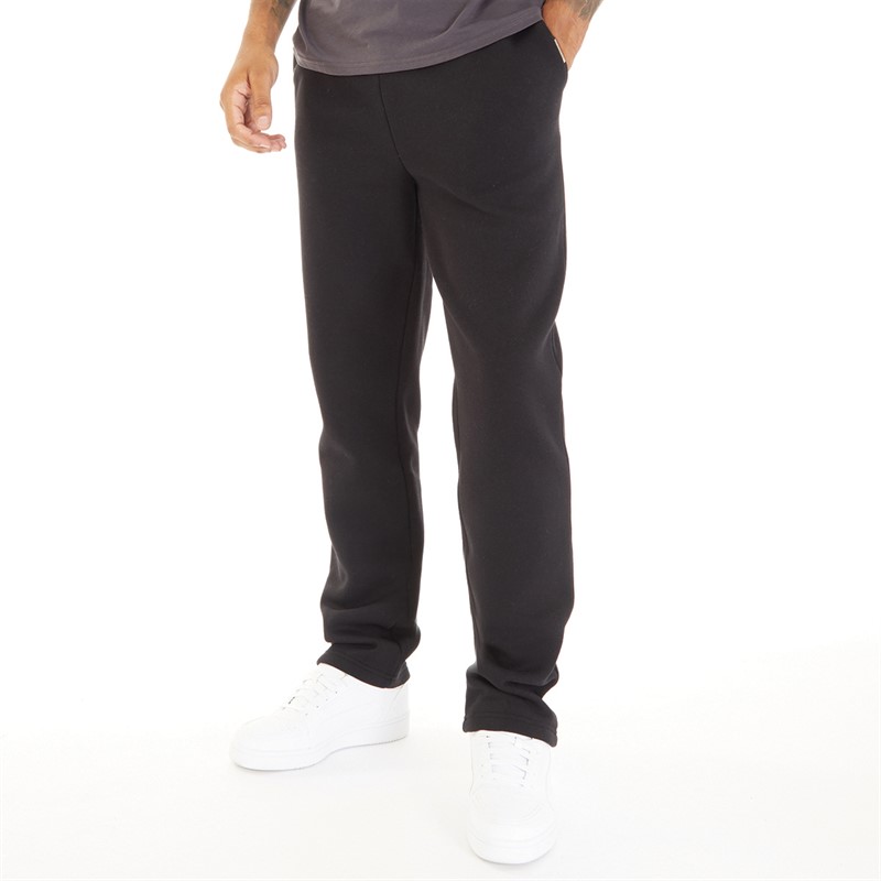 Mens Relaxed Fit Open Hem Joggers Black