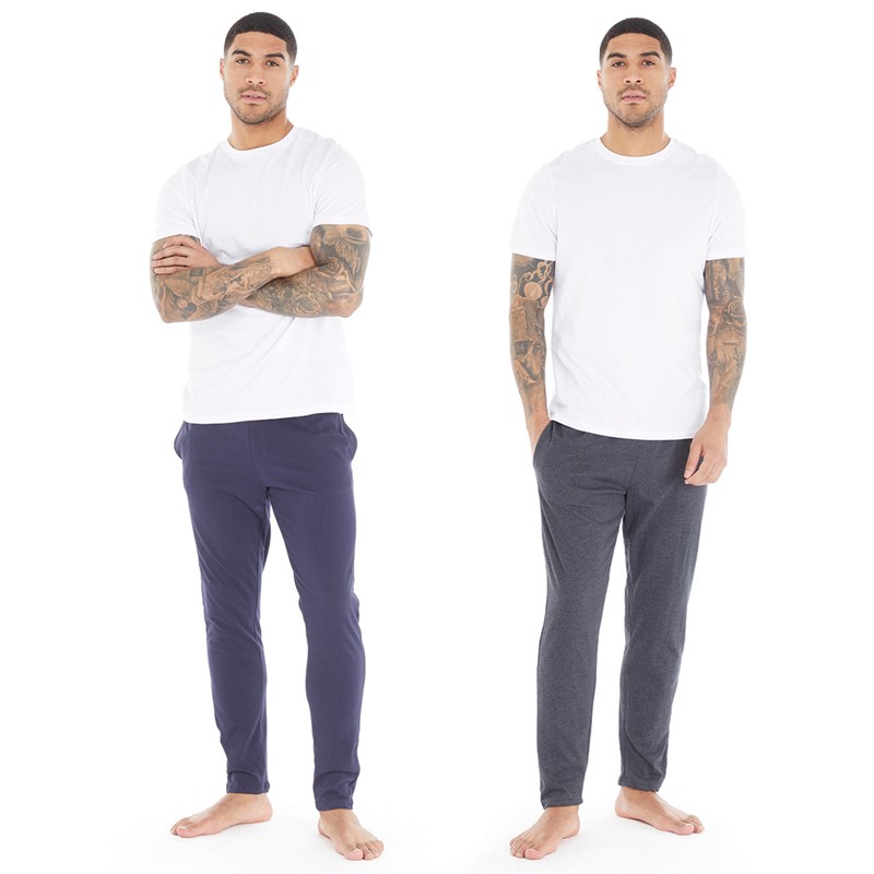 Mens Rene Two Pack Loungewear Joggers Charcoal/Navy 4 Mens Rene Two Pack Loungewear Joggers Charcoal/Navy