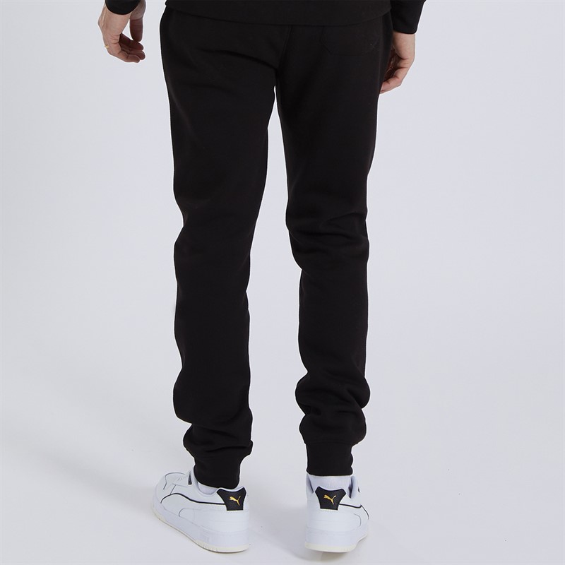 Mens Regular Fit Cuffed Fleece Joggers Black 2 Mens Regular Fit Cuffed Fleece Joggers Black