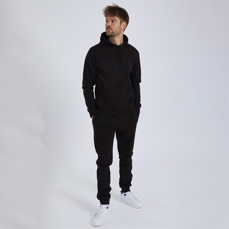 Mens Regular Fit Cuffed Fleece Joggers Black 3 Mens Regular Fit Cuffed Fleece Joggers Black