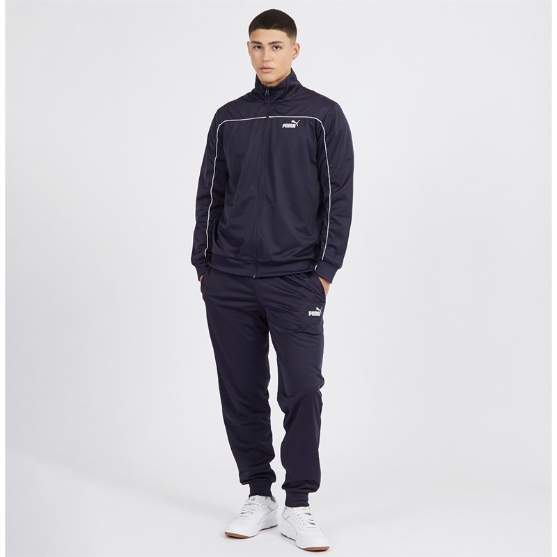 Mens Piping Poly Tracksuit New Navy 1 Mens Piping Poly Tracksuit New Navy