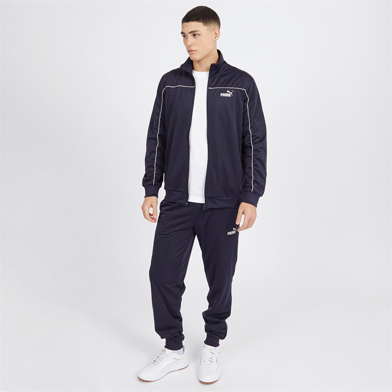 Mens Piping Poly Tracksuit New Navy 3 Mens Piping Poly Tracksuit New Navy