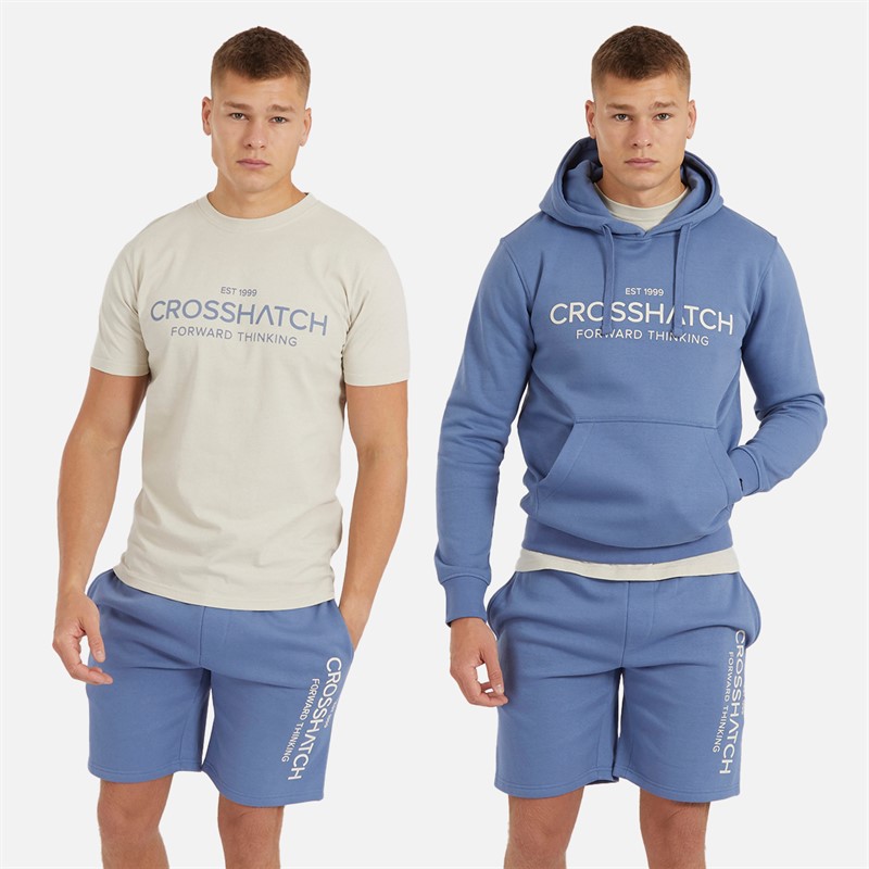 Mens Ernies Hoodie T-Shirt And Shorts Set Pack A - Denim Blue/Light Stone 1 Mens Ernies Hoodie T-Shirt And Shorts Set Pack A - Denim Blue/Light Stone
